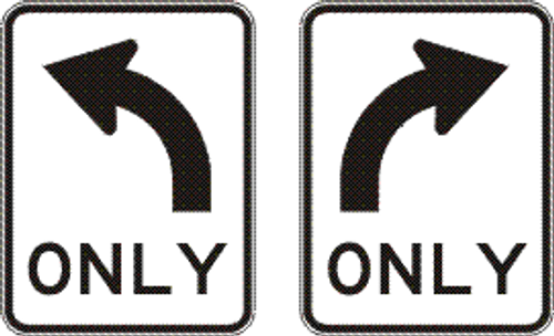 left right turn traffic sign