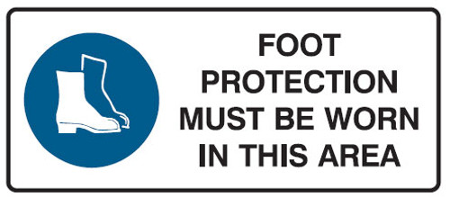 Foot protection must be worn in this area landscape sign