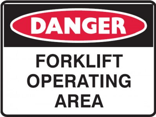 Forklift operating area sign