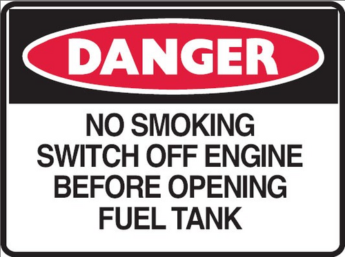 NO SMOKING SWITCH ENGINE OFF BEFORE OPENING FUEL TANK Sign