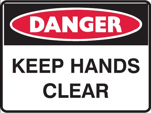 KEEP HANDS CLEAR Sign