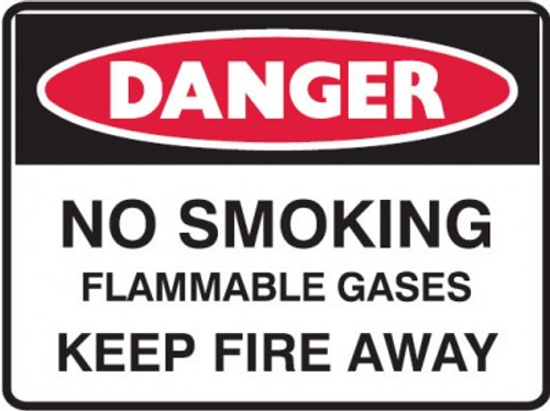 No smoking flammable gases keep fire away sign