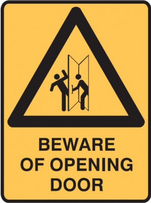 BEWARE OF OPENING DOOR Sign