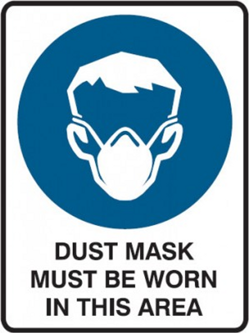 Dust mask must be worn in this area sign