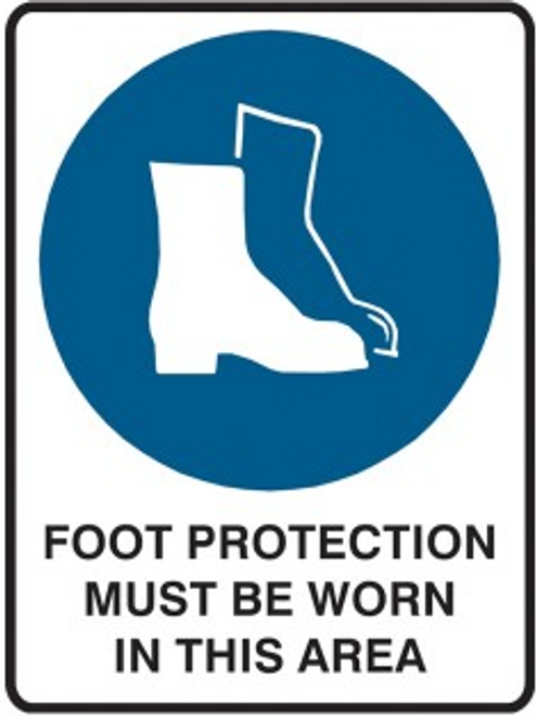 Foot protection must be worn in this area sign