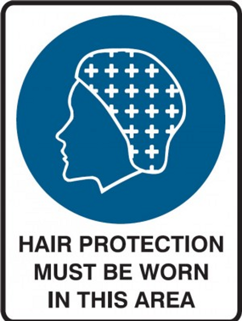 Hair protection must be worn in this area sign