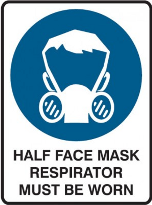 Half face mask respirator must be worn sign