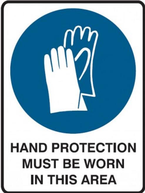 Hand protection must be worn in this area sign