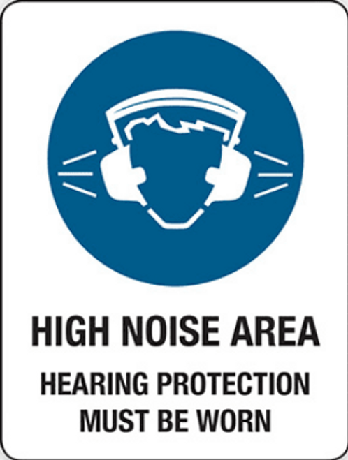 High noise area hearing protection must be worn sign