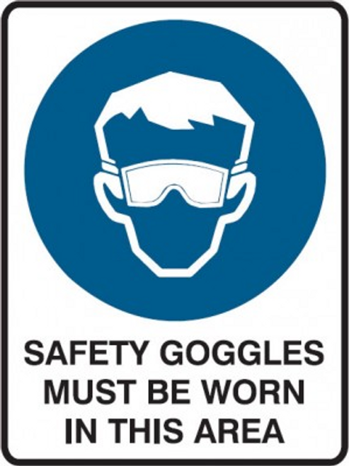 Safety goggles must be worn in this area sign