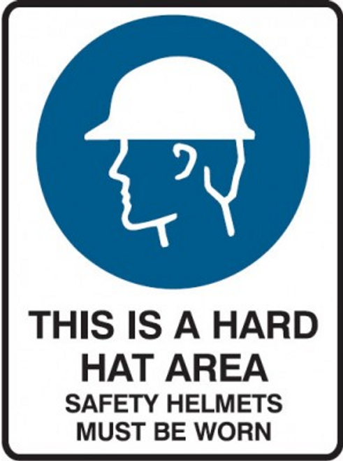 This is a hard hat area safety helments must be worn sign