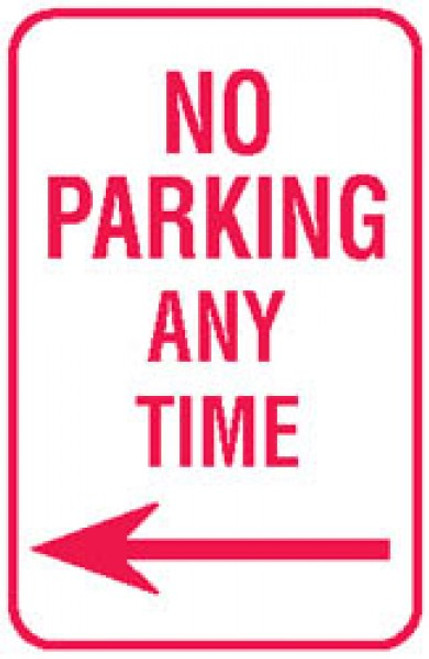 No Parking Any Time (Arrow Left)