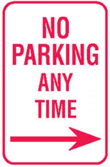 No Parking Any Time (Arrow Right)