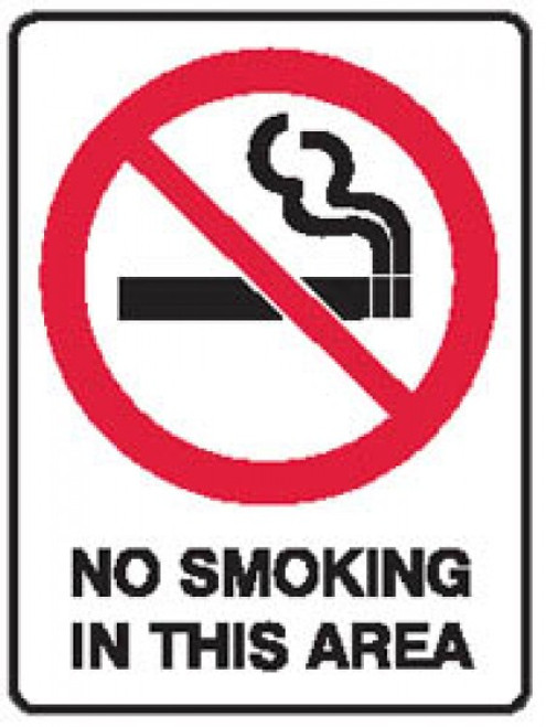 NO SMOKING IN THIS AREA SIGN