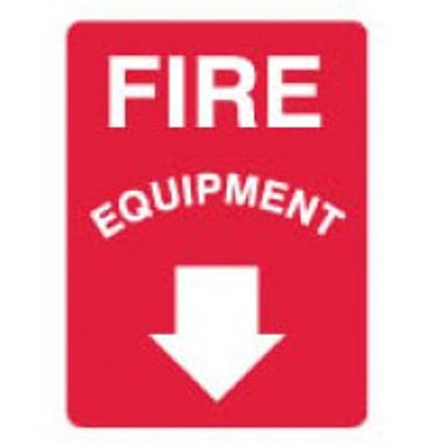 Fire equipment with down arrow sign