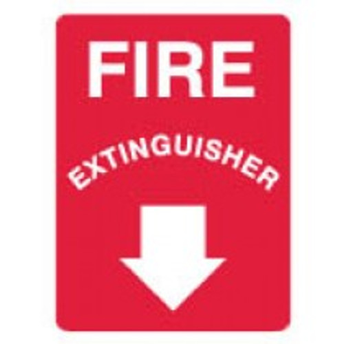 Fire extinguisher down arrow sign