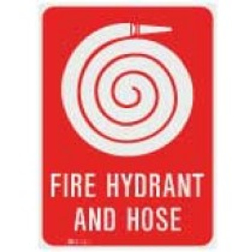 Fire hydrant and hose with pictorial sign