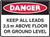 Keep all leads 2.5m above floor sign