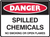 SPILLED CHEMICALS NO SMOKING OR OPEN FLAMES Sign