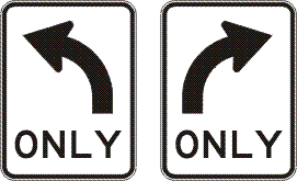 left right turn traffic sign