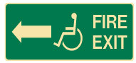 Wheelchair fire exit left arrow sign