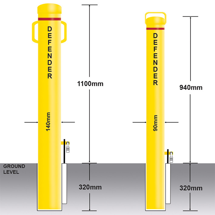 Removable bollards, heavy traffic design