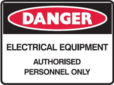 Electrical equipment authorised personnel only sign