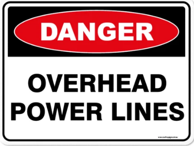 Overhead power lines sign