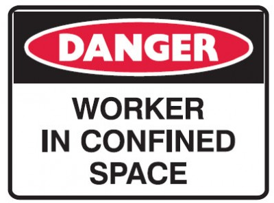 Worker in confined space sign