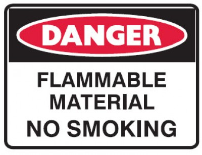 Flammable material no smoking sign
