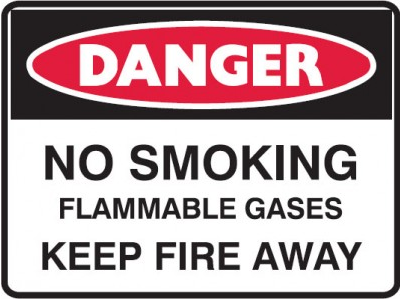 No smoking flammable gases keep fire away sign