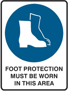 Foot protection must be worn in this area sign