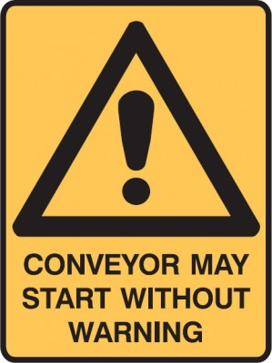 CONVEYOR MAY START WITHOUT WARNING SIGN
