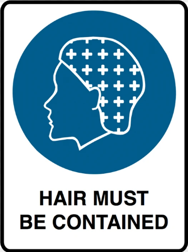 Hair must be contained sign