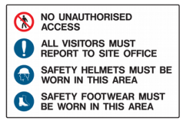 Helmets, boots must be worn sign