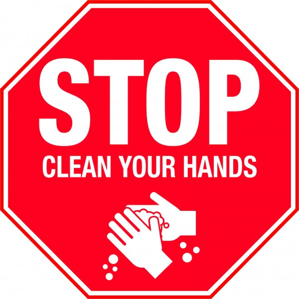 COVID19 Stop clean your hands sign - 300 x 300, Poly