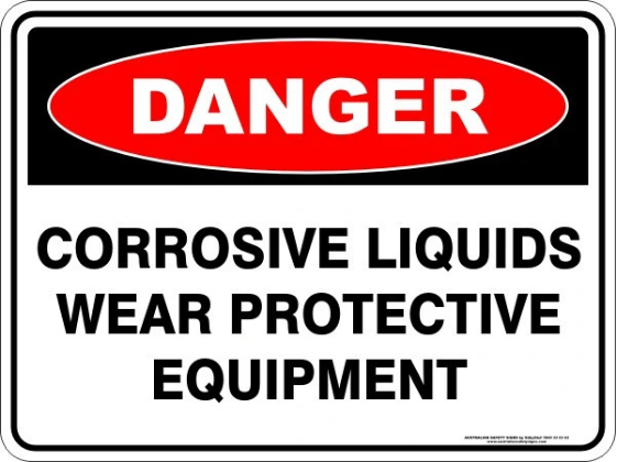 Corrosive liquids wear protective equipment sign