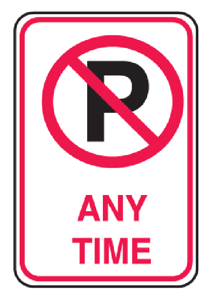 No Parking Any Time With No Parking Symbol