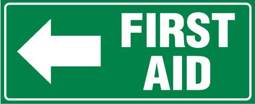 First aid arrow left sign