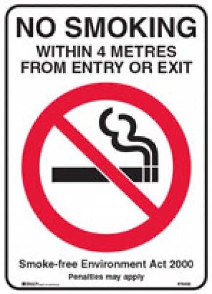 NO SMOKING WITHIN 4 METRES FROM ENTRY OR EXIT