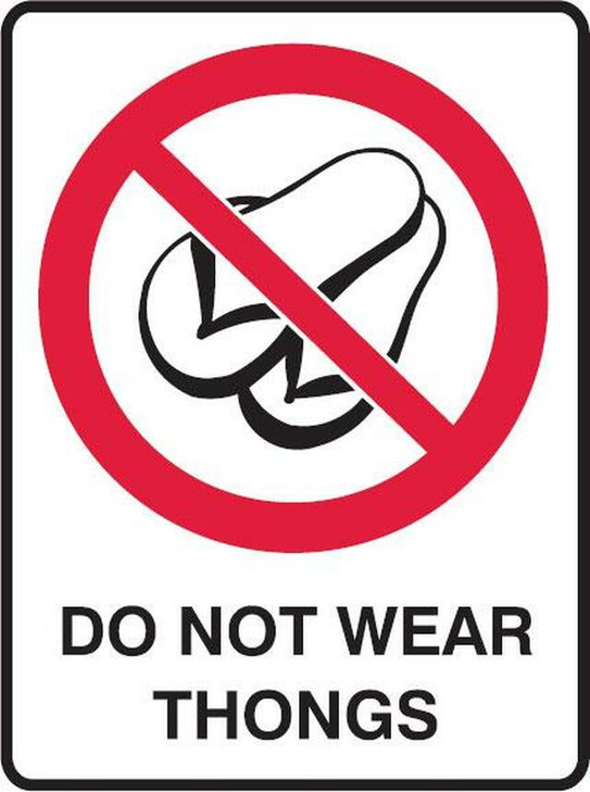 DO NOT WEAR THONGS SIGN