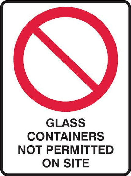 GLASS CONTAINERS NOT PERMITTED ON SITE SIGN