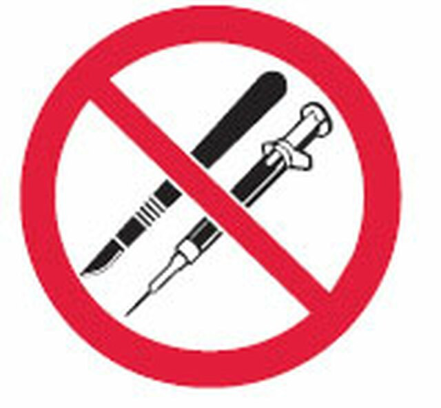NO SHARPS (MEDICAL) PICTOGRAM SIGN