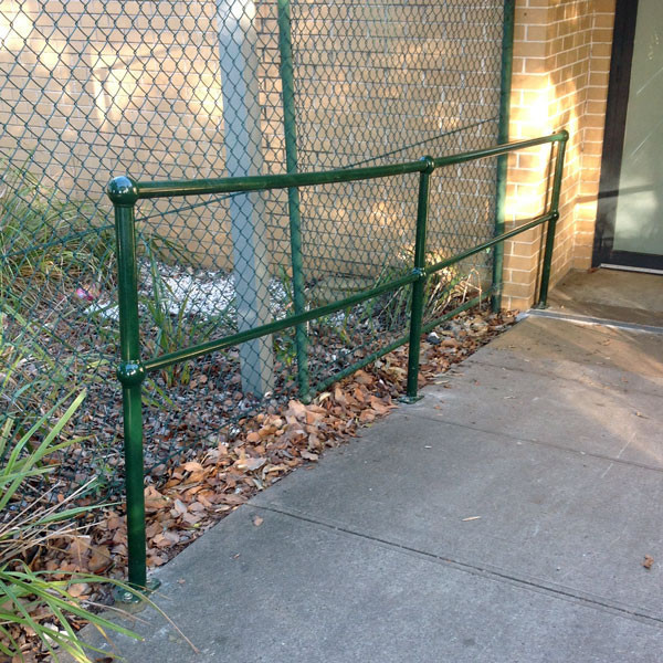 Ball and tube hand rail insitu