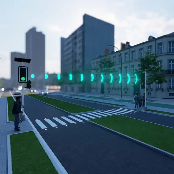 Pedestrian Crossing System with Traffic Lights