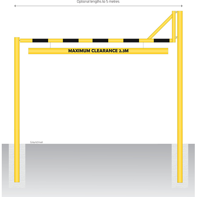 Height clearance frame with opening leaf