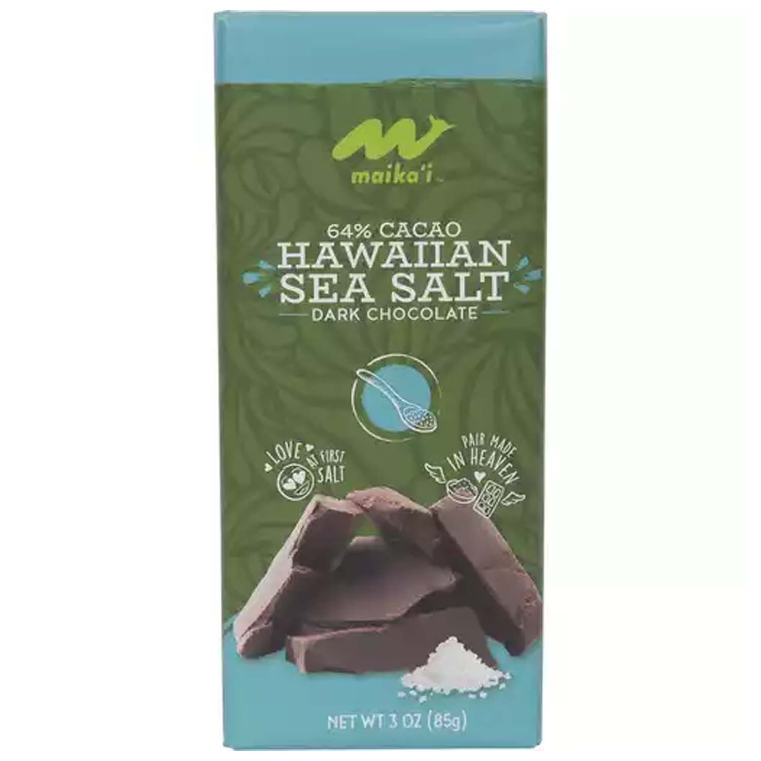 Maika`i Sea Salt 64% Dark Chocolate Bar - Foodland by Mail