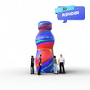 Inflatable Bottle Shrink Label render