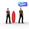 Inflatable Surfboard render