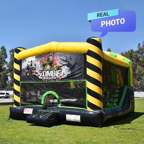 large bounce house with slide full view